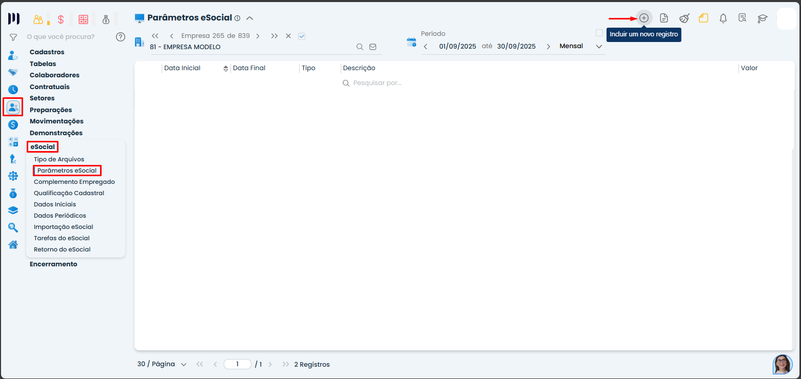 Essa imagem informa que você deve clicar em 'Incluir novo registro' no sistema Makro.