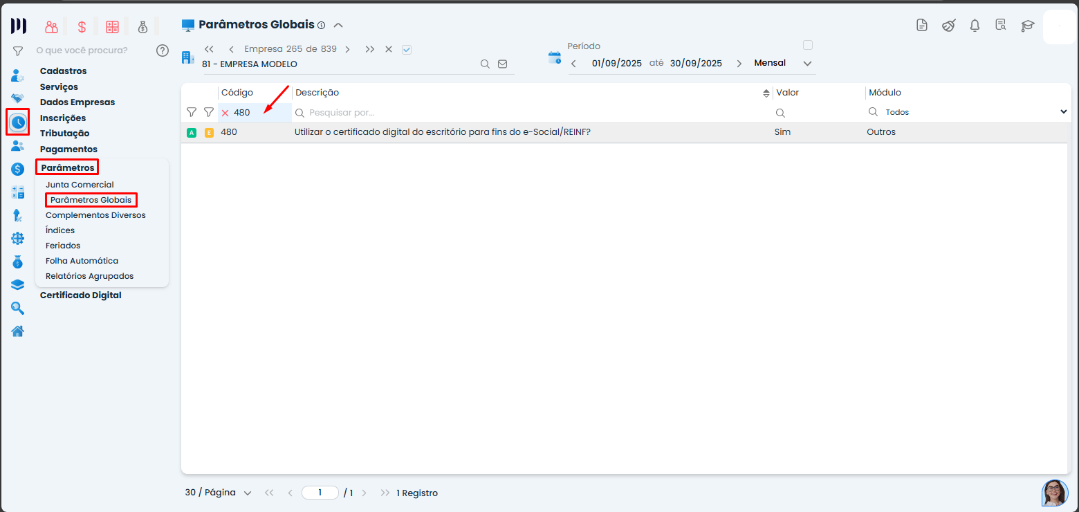 Essa imagem informa que você deve digitar o código 480 para verificar a configuração.
