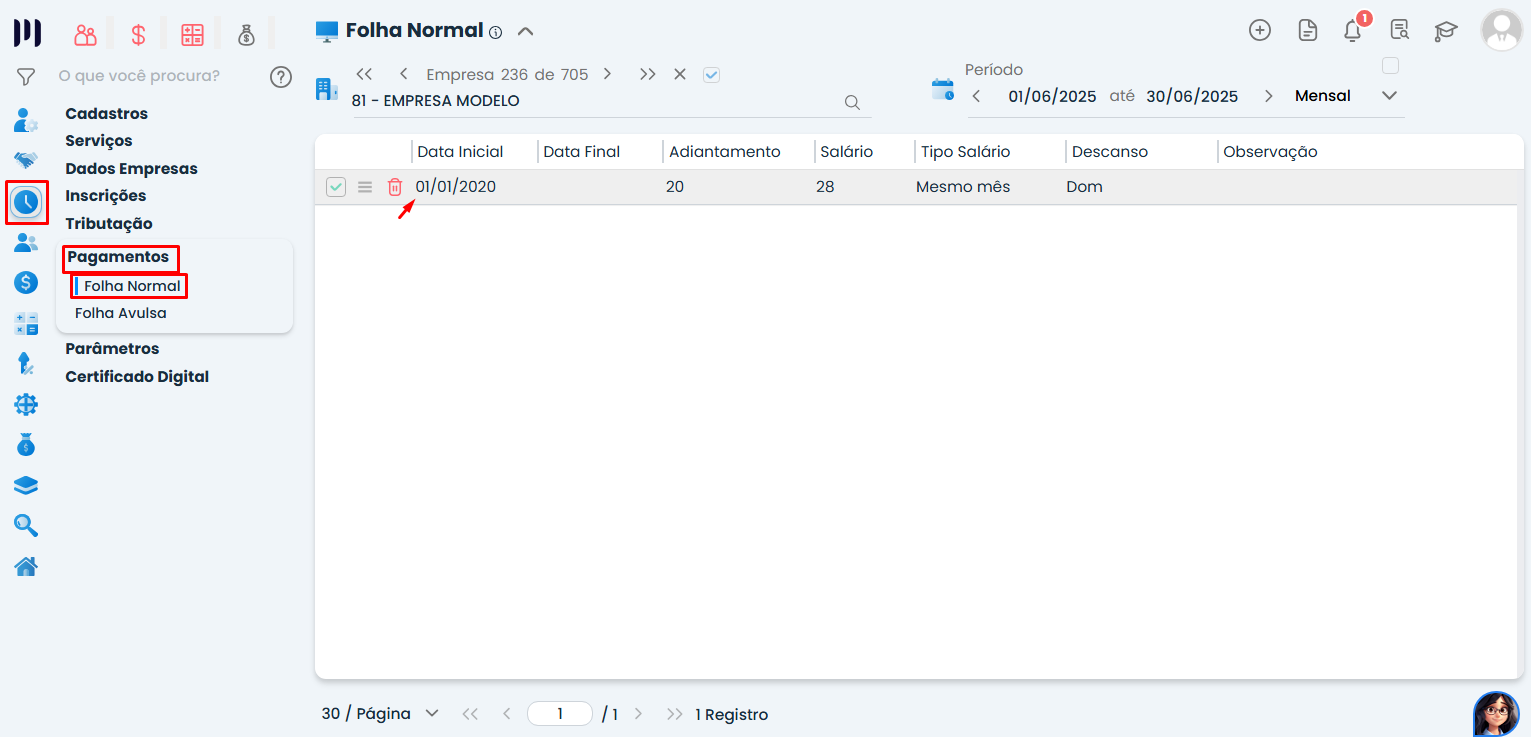 Essa imagem mostra o passo a passo para acessar 'Folha normal' no sistema Makro.