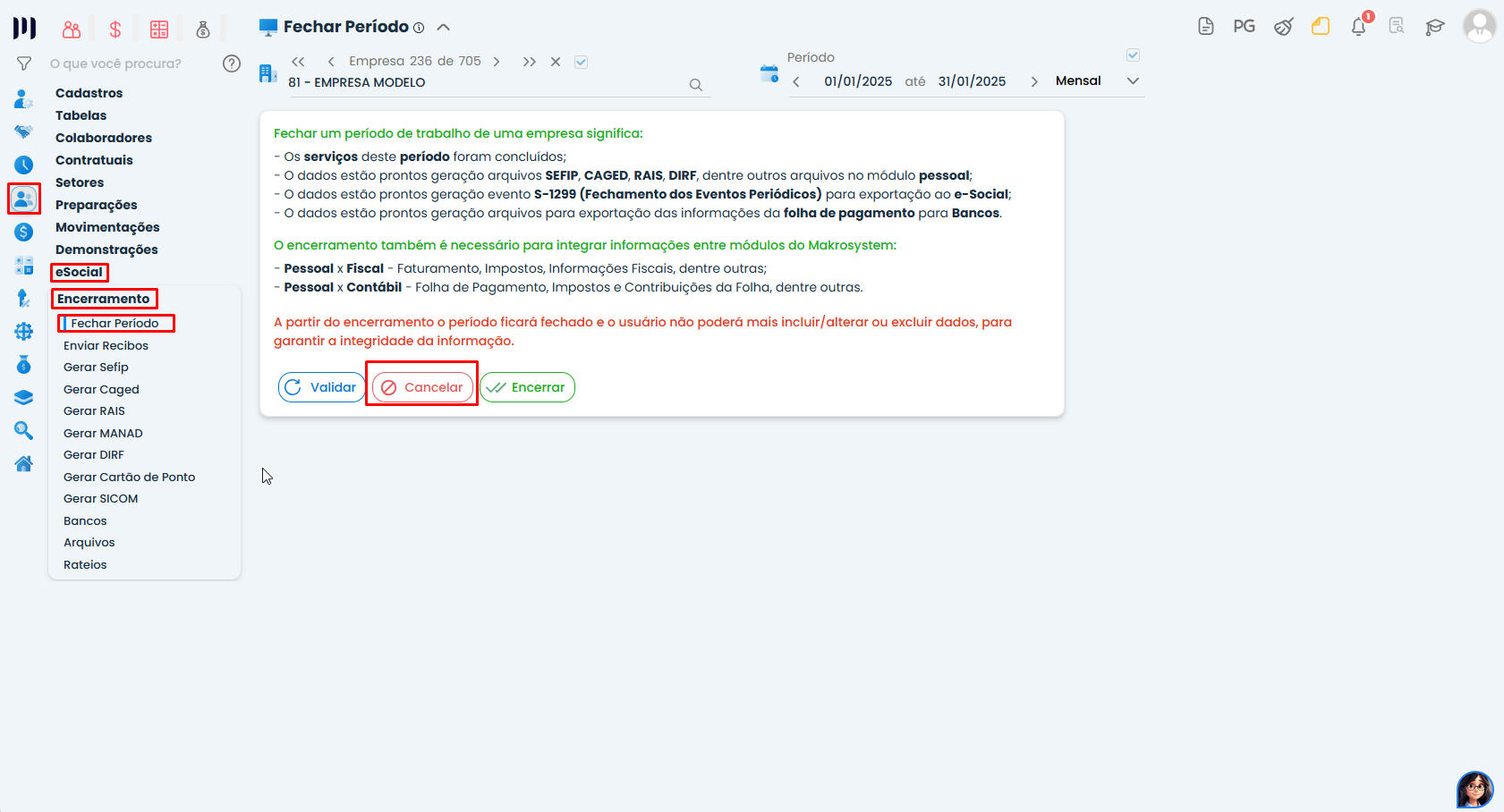 Essa imagem mostra que você deve clicar em 'Cancelar'.