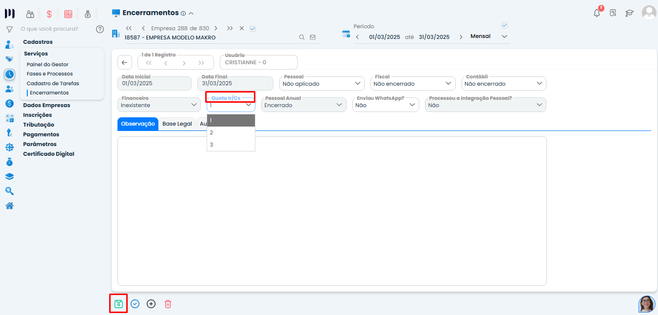 Essa imagem informa que você deve definir o número de quotas.