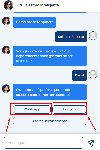 A imagem mostra como escolher a preferencia do meio de comunicação.
