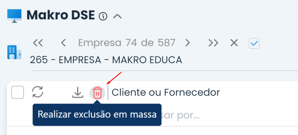 Tela do Makro DSe exibindo exclusão em massa de notas fiscais e soluções para as limitações do plano gratuito.
