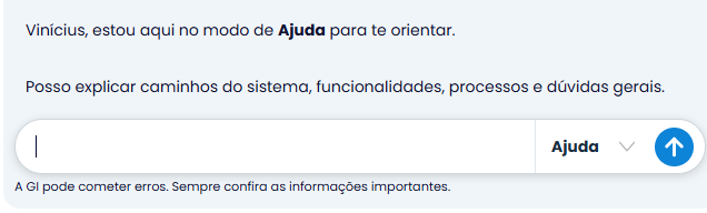 Tela da Gi Ajuda no software contábil Makrosystem
