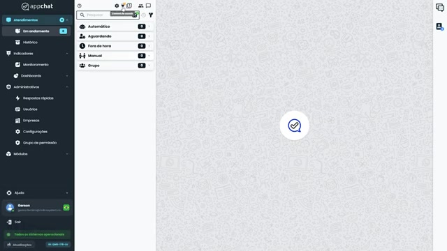 Interface inicial do Sistema Contábil Makro exibindo a Central de Atendimento do MakroWhats com WhatsApp, pronta para iniciar o parelhamento.